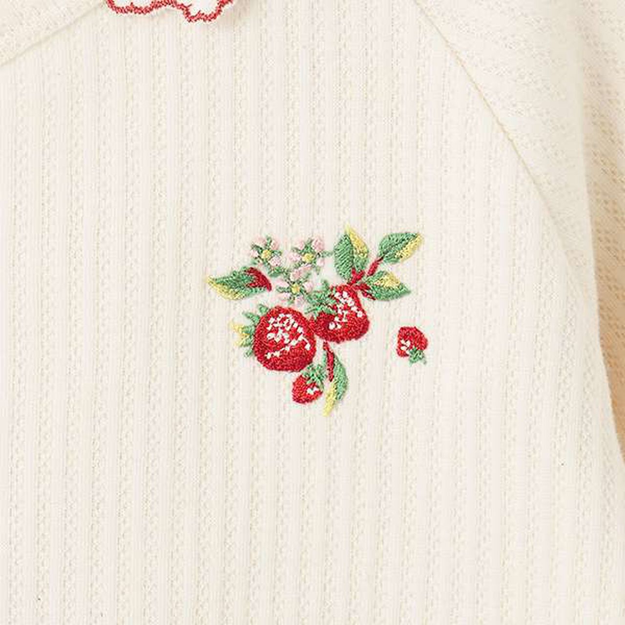 [Made in Japan] Wild Strawberry Frill Collar Newborn Wear,Pearl white, large image number 3