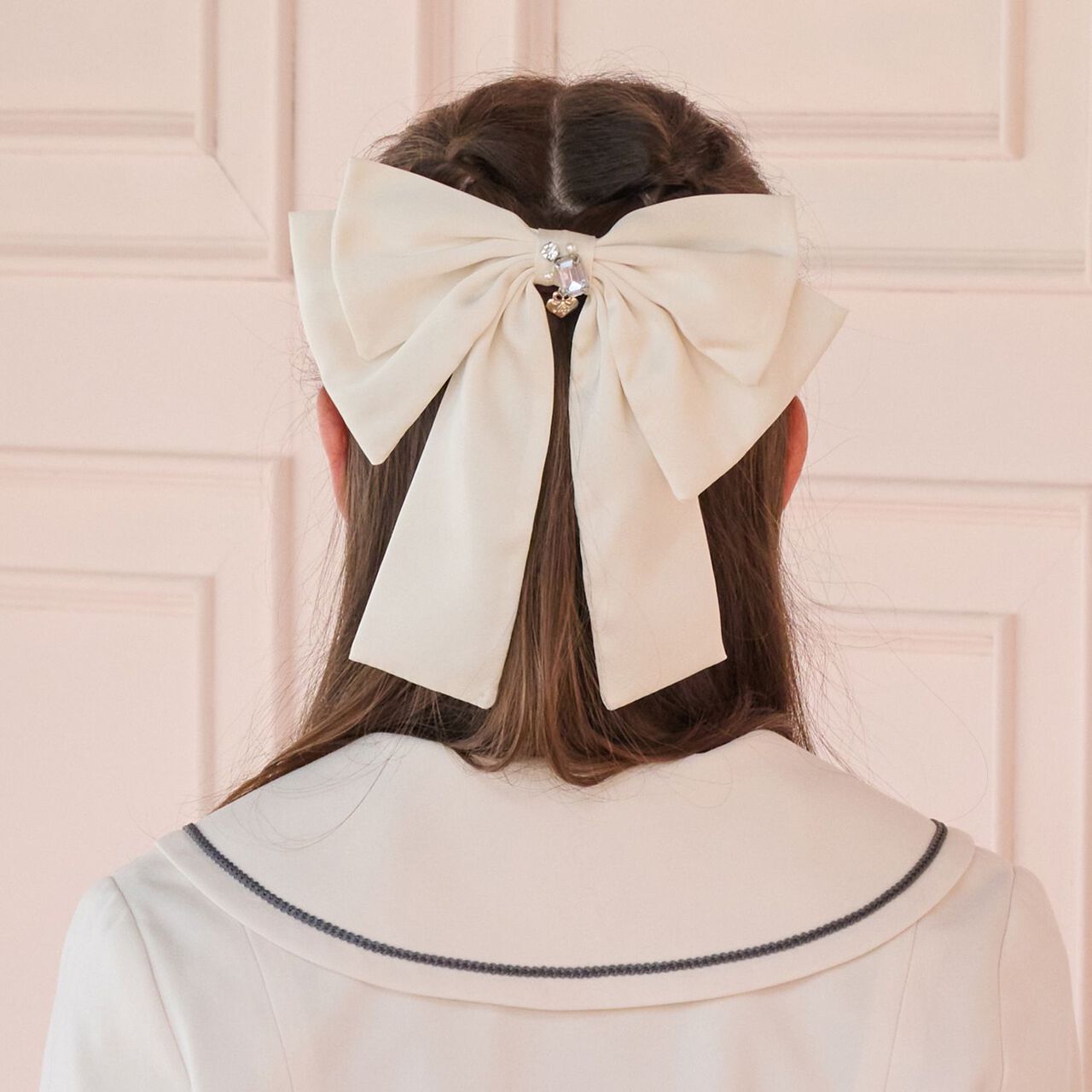 Big Ribbon Barrette♪,Ivory, large image number 0