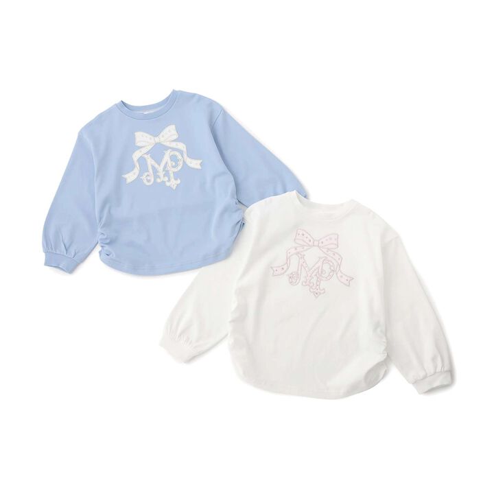 Ribbon Logo Appliqu&eacute; Long-Sleeve T-Shirt,Blue, medium image number 3