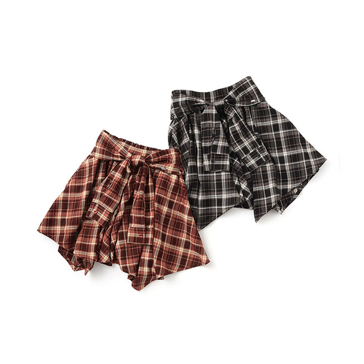 Knot Shirt Style Skirt with Shorts,Black, medium image number 9