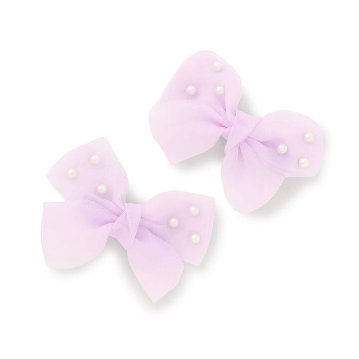 Imitation Pearl Ribbon Hair Clip Set of 2 [Kids Girls],Emerald green, medium image number 8