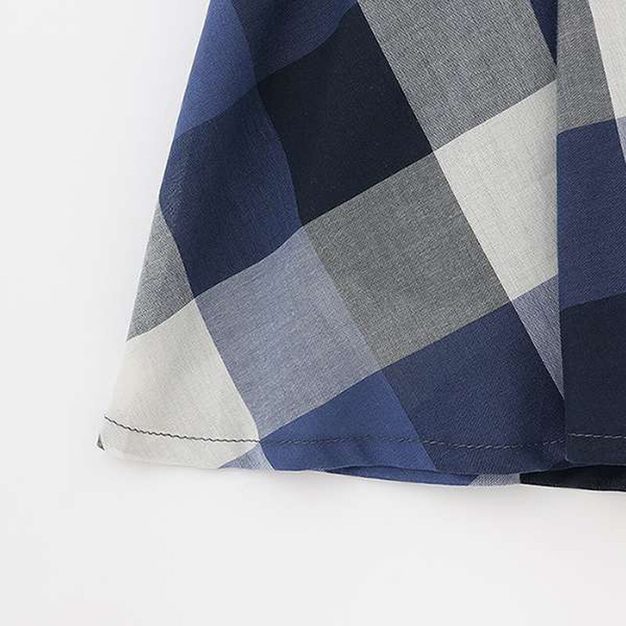 [Link] Off-Shoulder Check One-Piece Dress,Blue, large image number 4