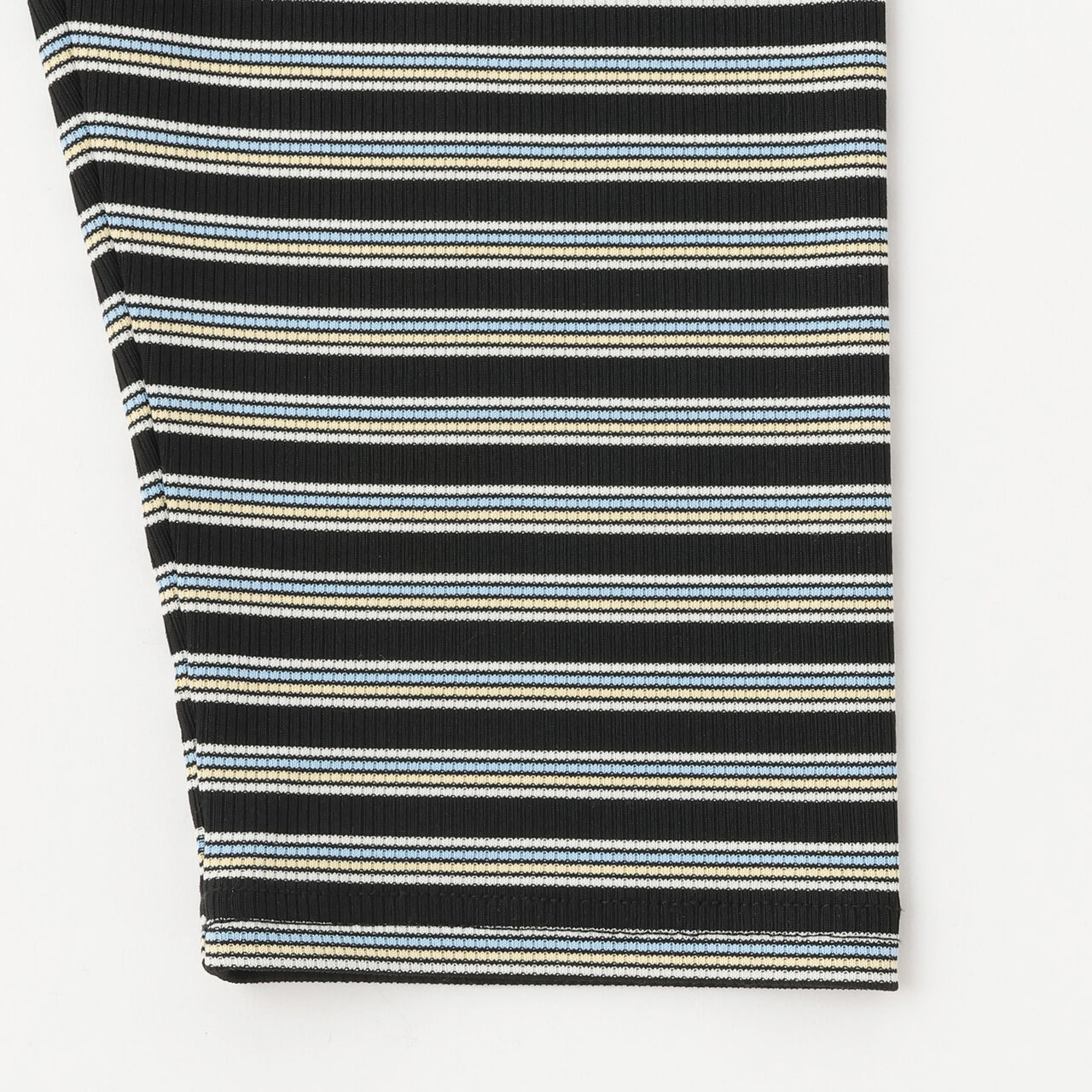 [365D] Rib Stripe Pattern 6-Length Leggings,Black, large image number 3