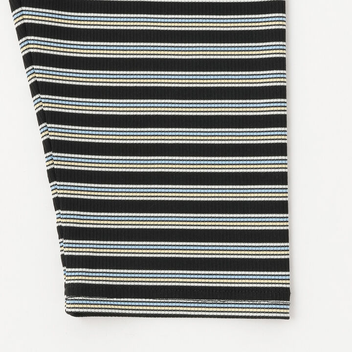 [365D] Rib Stripe Pattern 6-Length Leggings,Black, medium image number 3