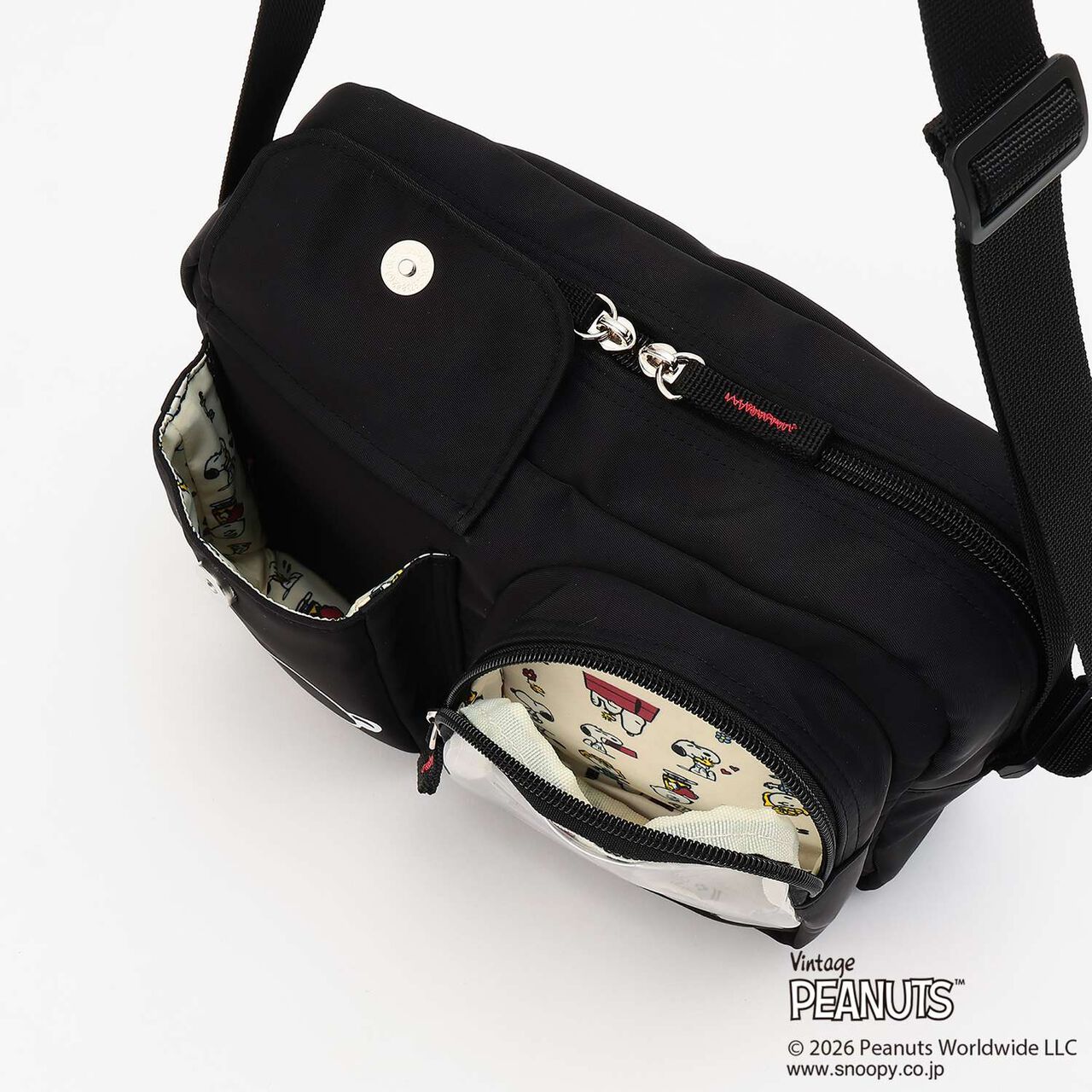 [PEANUTS] Casual Shoulder Bag,Black, large image number 6