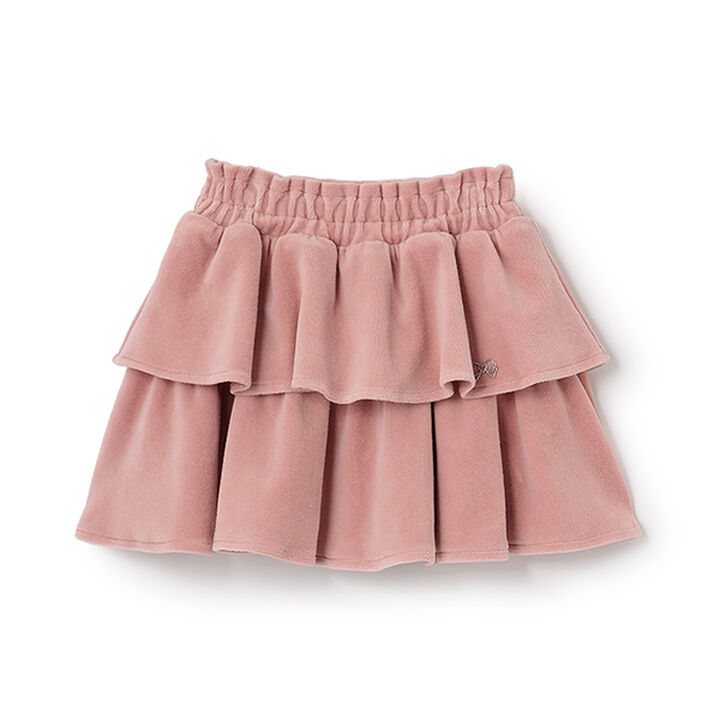 Plush Velour Coordinatable Tiered Skirt,Black, medium image number 1