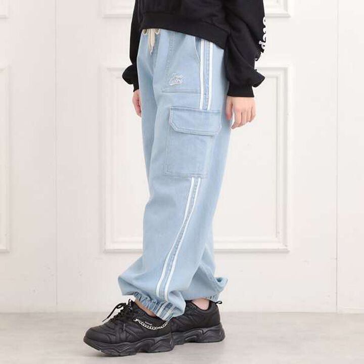 Line Denim Cargo Pants,Light blue, medium image number 12
