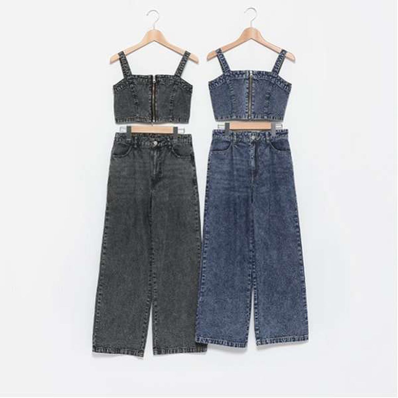 [LTXC] Denim Bustier Outfit Set,Blue, large image number 8