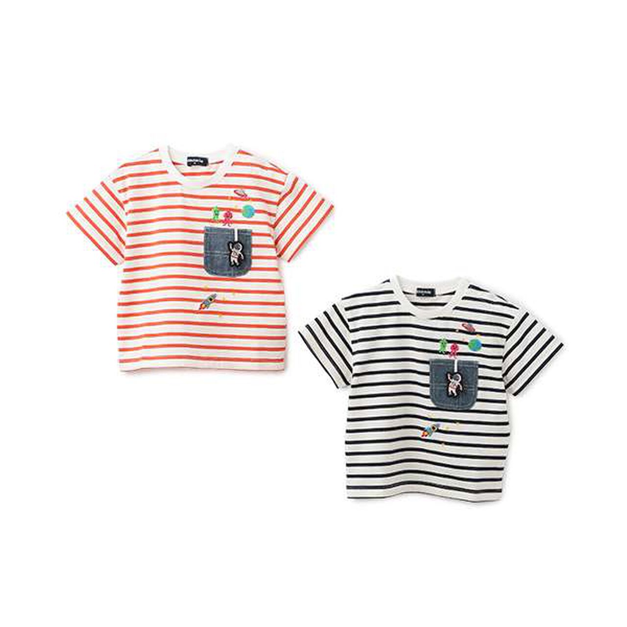 Alien Stripe Short Sleeve T-Shirt from Pocket,Off white, large image number 5