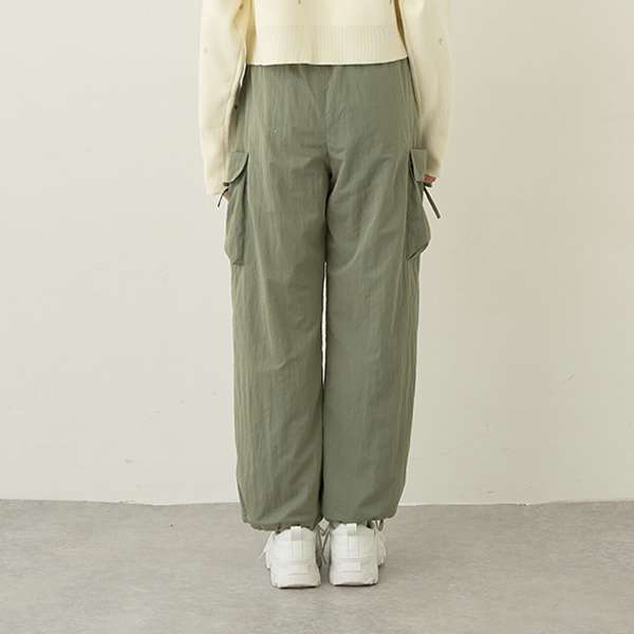 [Warm Lining] Waist Rib Easy Cargo Pants,Ivory, large image number 6
