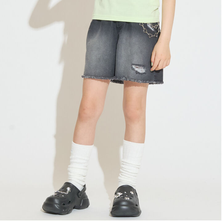 Denim Shorts with Chain Belt,, medium