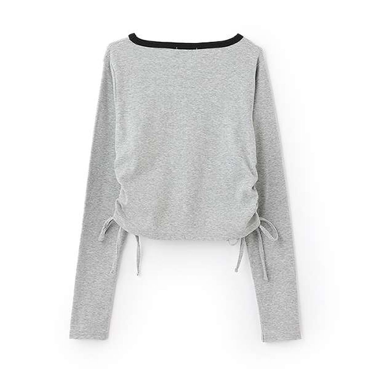 Side Drawstring Long-Sleeve T-Shirt,Off white, large image number 3