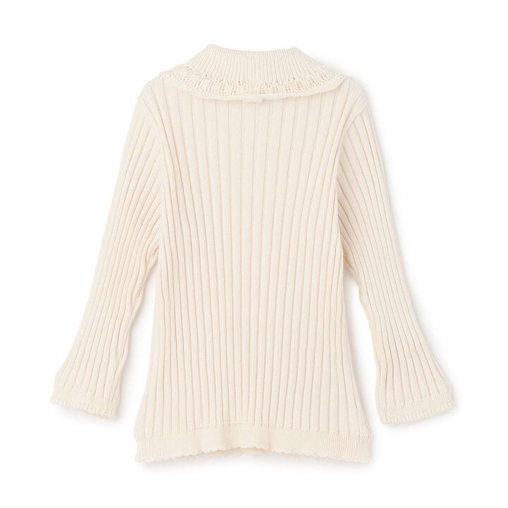 Organic Frilled Collar Ribbed Sweater [Made in Japan],Cocoa, medium image number 1