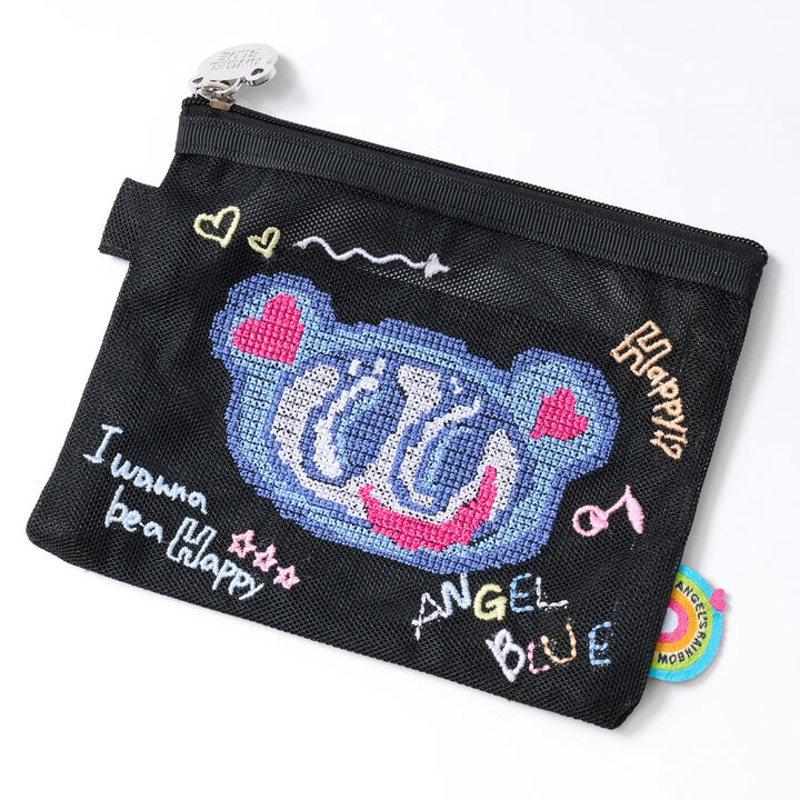 Mr. Nakamura Embroidered Mesh Pouch,, medium
