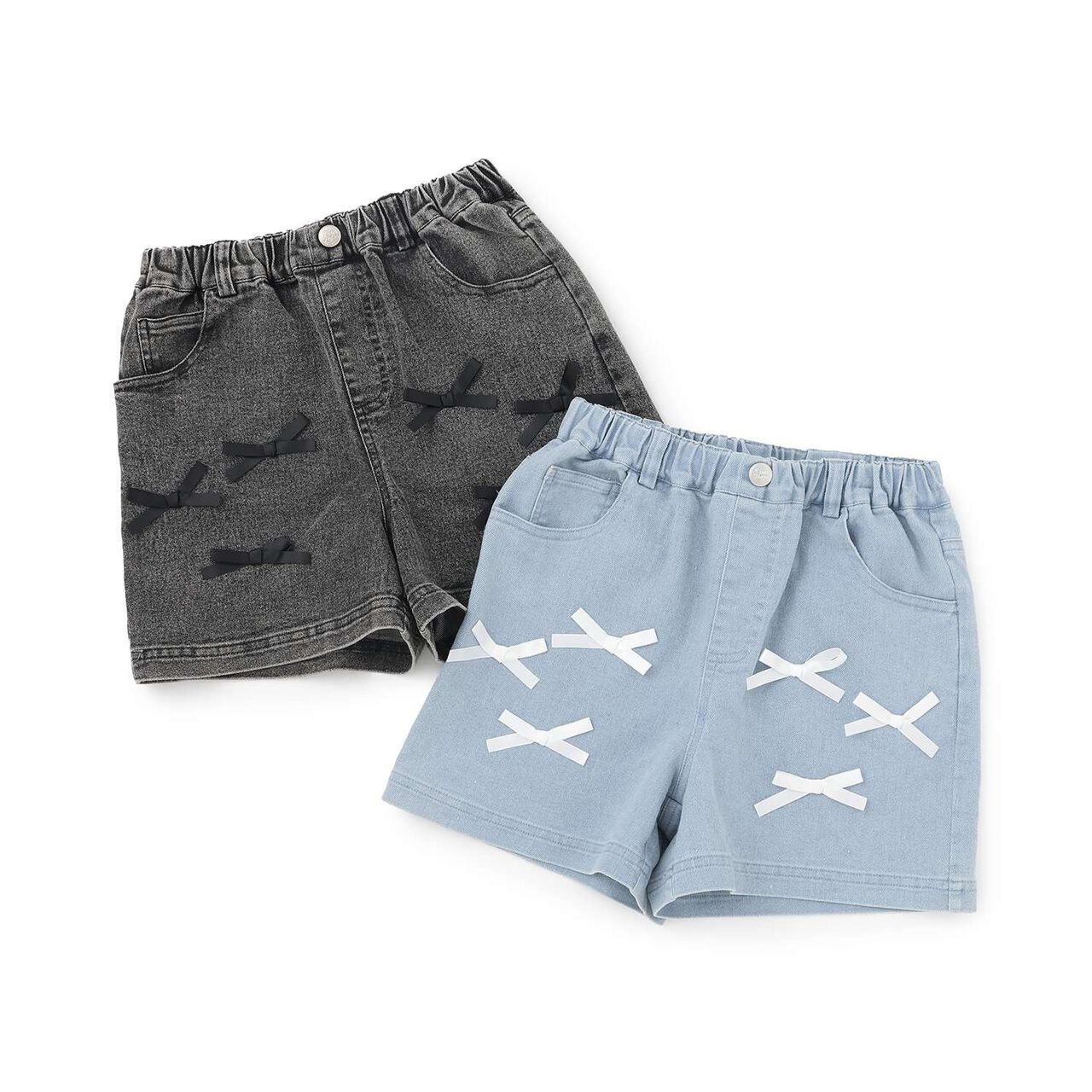 Ribbon Denim Shorts,Gray, large image number 8