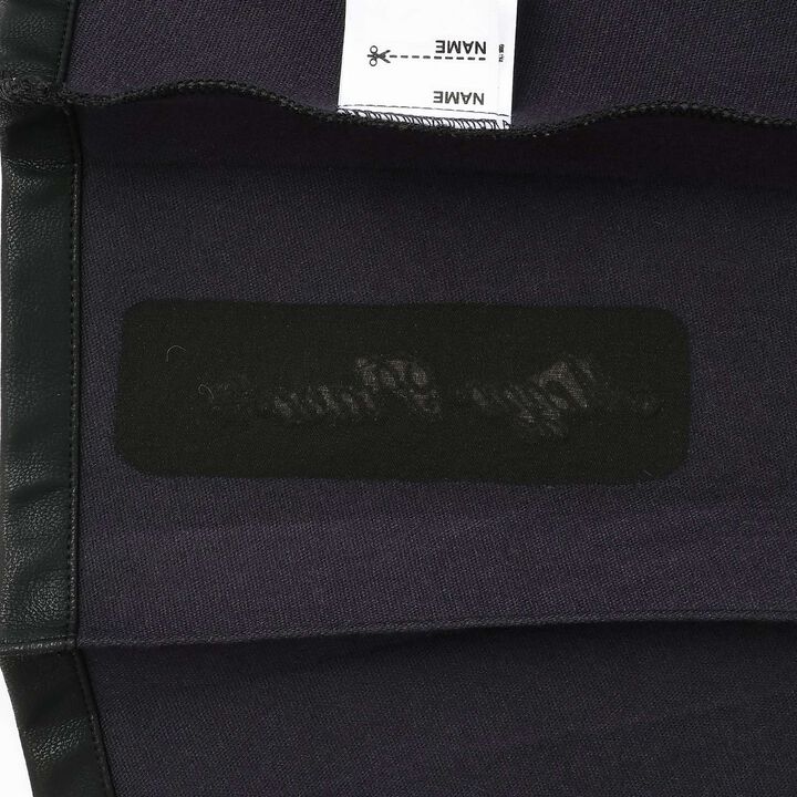 Denim & Faux Leather Skirt with Decorative Chain,Navy, medium image number 8