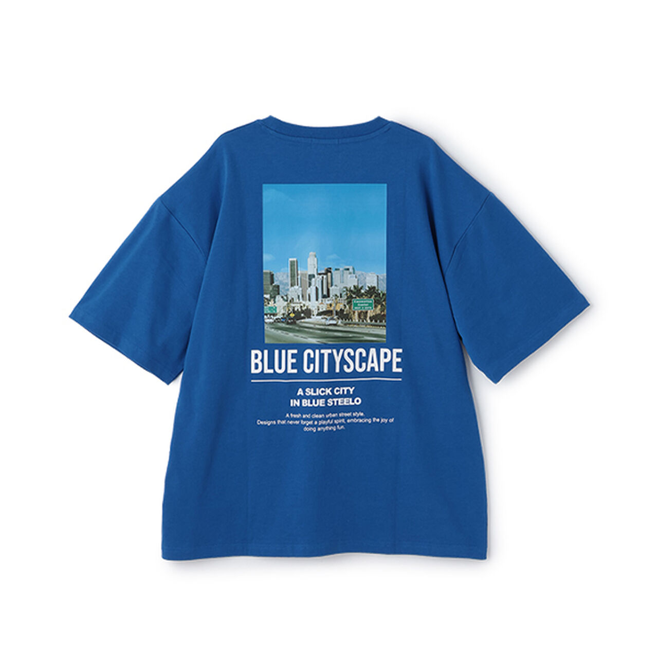 [Cool Touch] High Cool Cotton Back Photo Short Sleeve T-Shirt,Blue, large image number 2