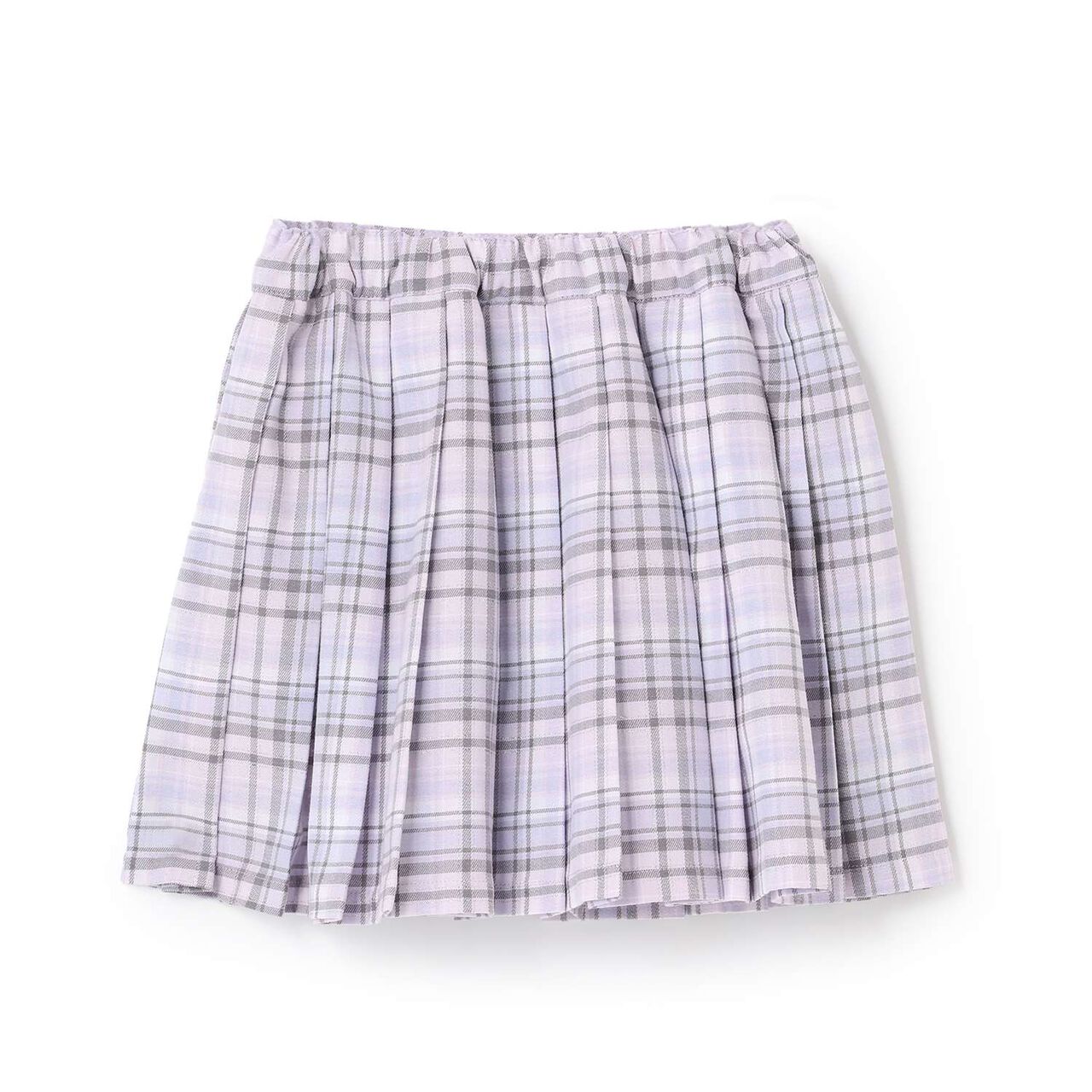 Angel Pouch Checkered Denim Pleated Skirt-Pants,Lavender, large image number 1