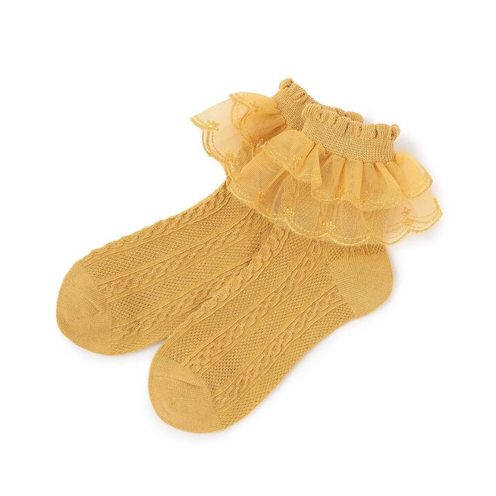 Lace-Trimmed Socks,Brown, medium image number 5