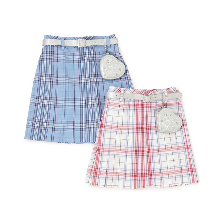 Lame Pleated Skirt with Belt,Sax blue, medium image number 16