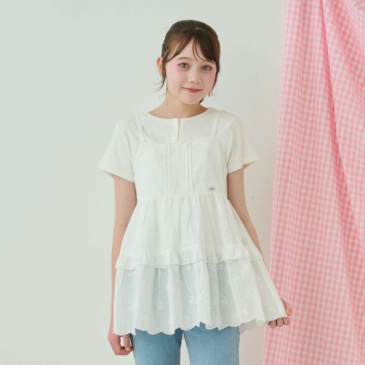 Ribbon Lace Tunic & [Cool Touch] T-Shirt Set,, medium