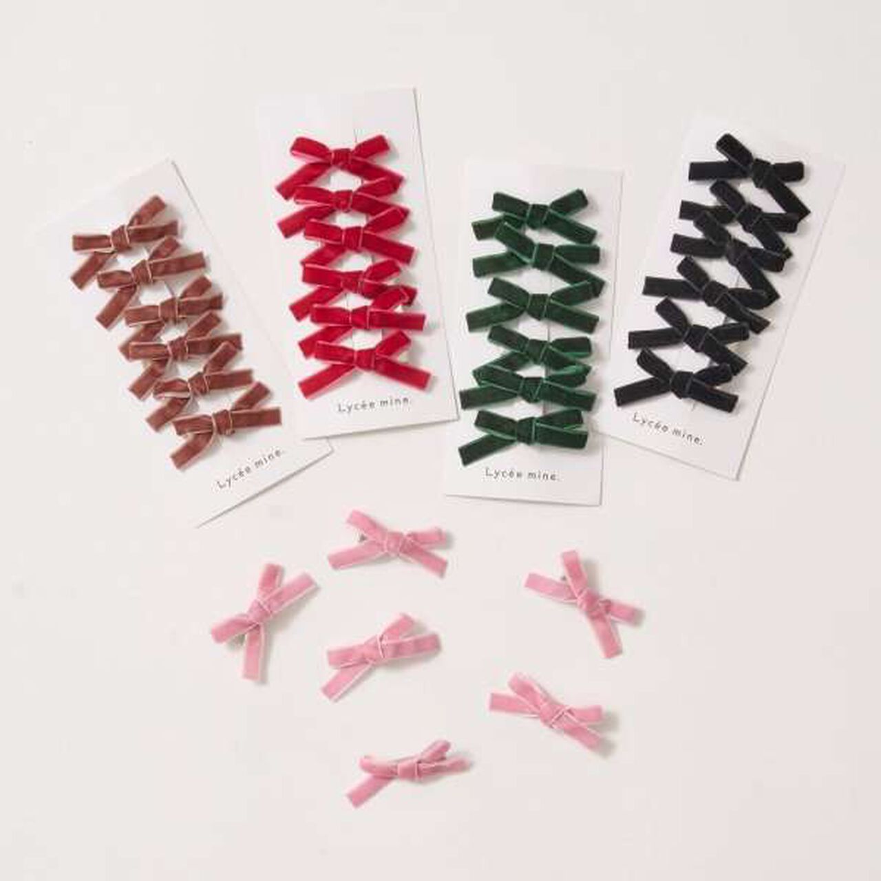 Velour Ribbon Hair Clip Set (6 Pieces),Pink, large image number 9