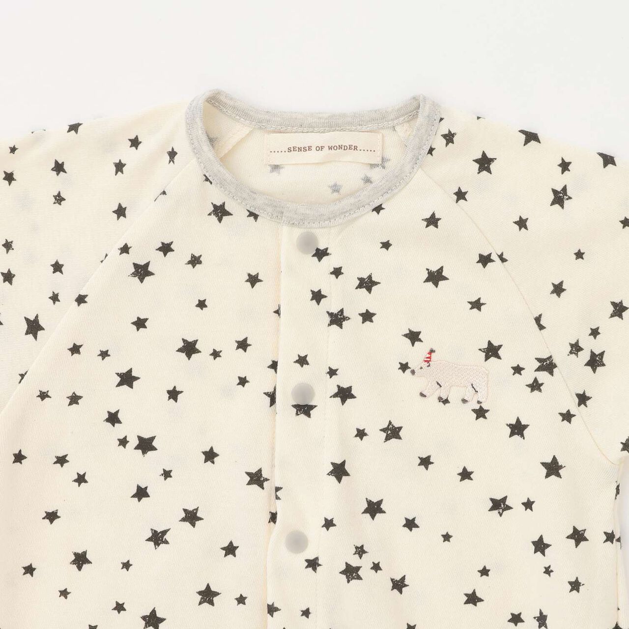 Organic Star Short-Sleeve 2WAY Romper [Made in Japan],Pearl white, large image number 3
