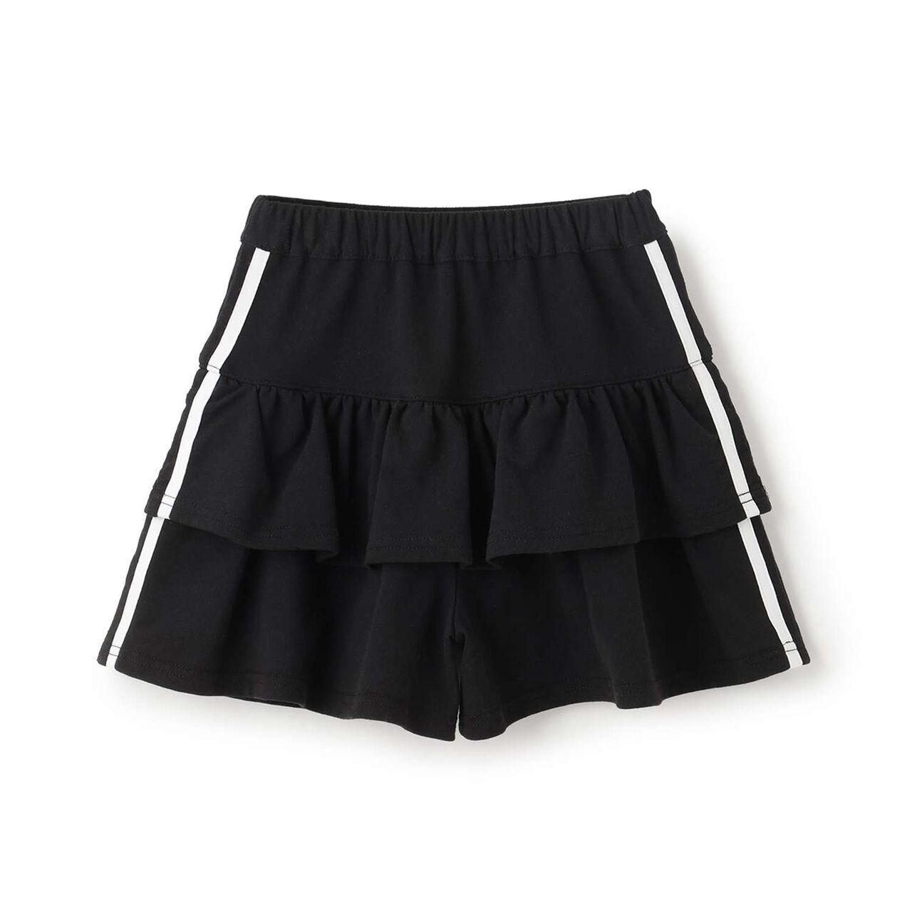 Cut and Sew Tiered Skirt with Shorts,Black, large image number 13