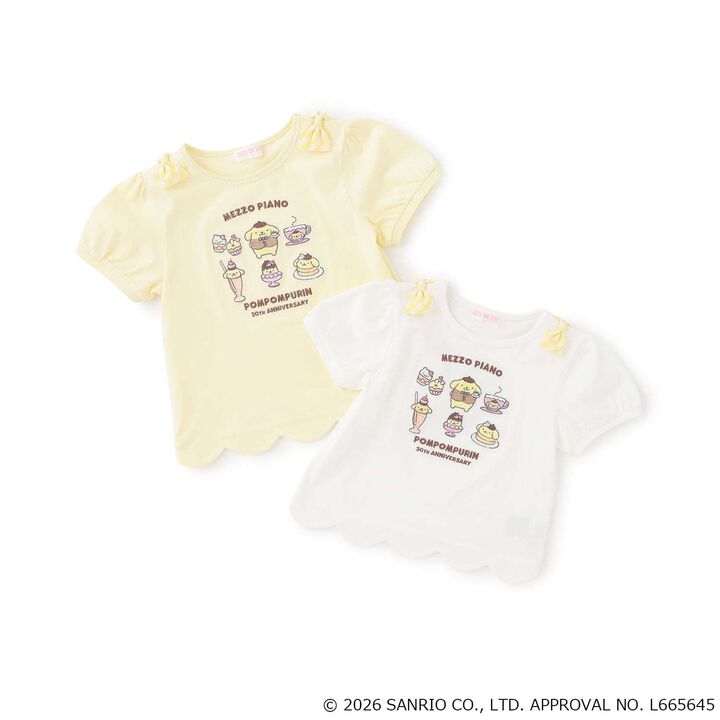 [Pompompurin] Scalloped Hem Puff Sleeve T-Shirt,Off white, medium image number 7