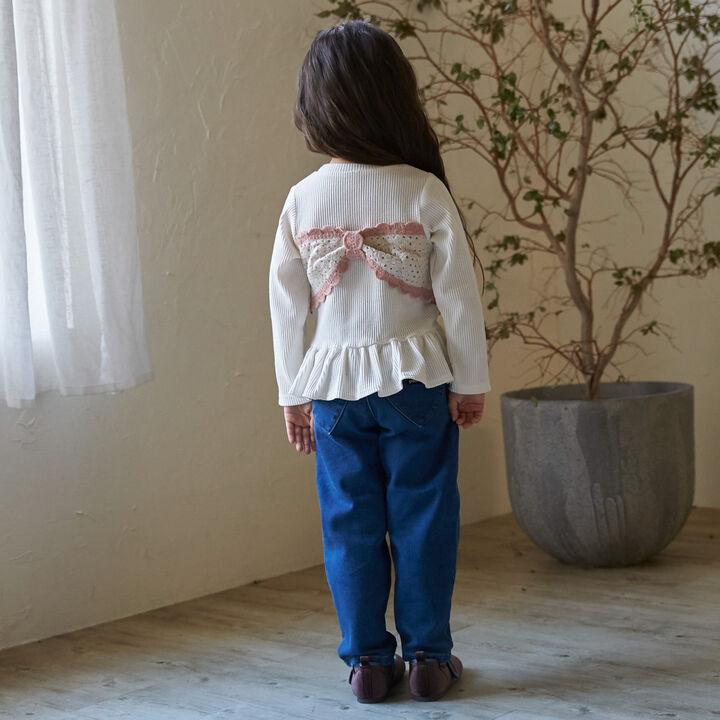 Wool Lined Denim Barrel Pants,Sax blue, medium image number 1