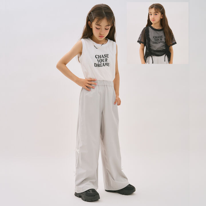 [Inner Lining Included] Mesh Drawstring Short Sleeve T-Shirt,Lavender, medium image number 11