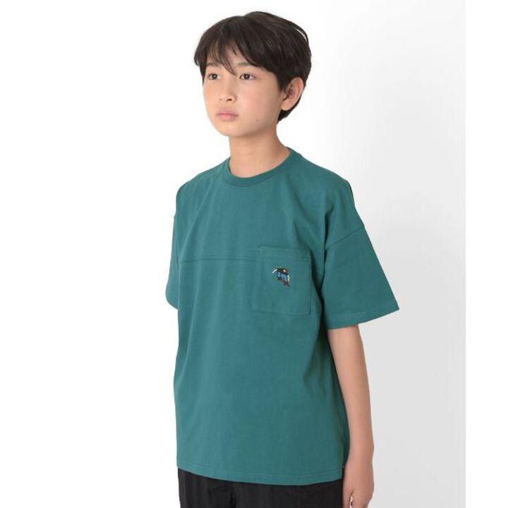 Big Short Sleeve T-Shirt with Pocket Embroidery,White, medium image number 12