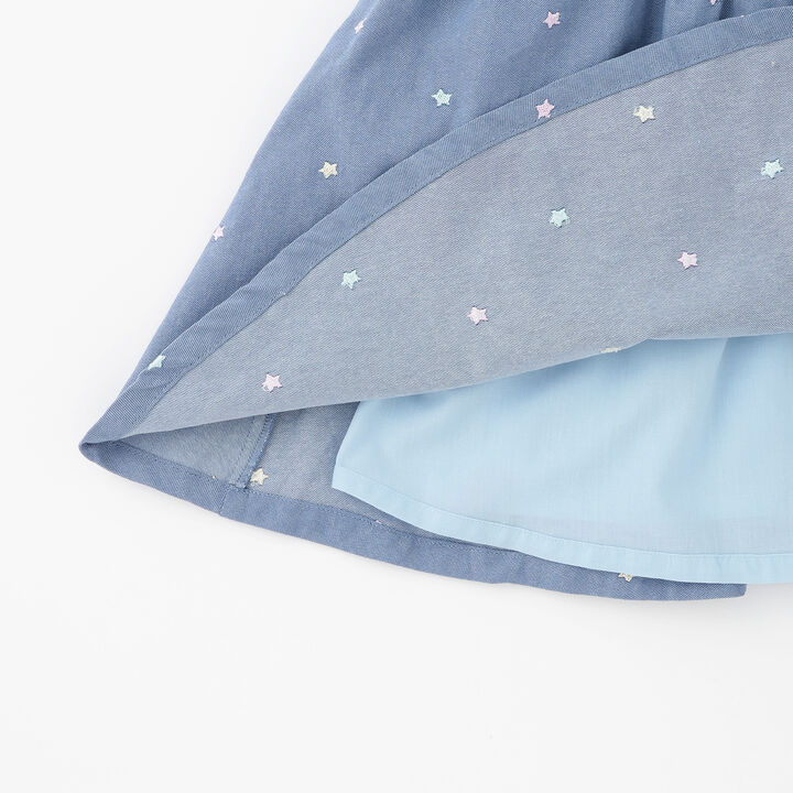 Shoulder Opening Short Sleeve T-Shirt & Star Camisole Dress Set,Sax blue, medium image number 7