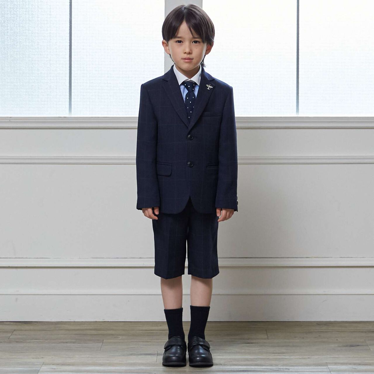 [Formal] Checkered Jacket & Half Pants Set,Light khaki, large image number 0