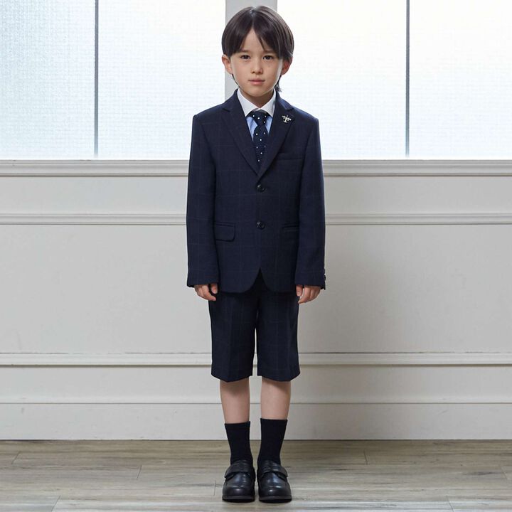 [Formal] Checkered Jacket & Half Pants Set,Light khaki, medium image number 0