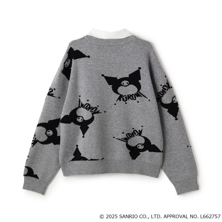 My Melody / Kuromi All-Over Pattern Jacquard Pullover & Lace Collar Set,Black, medium image number 1