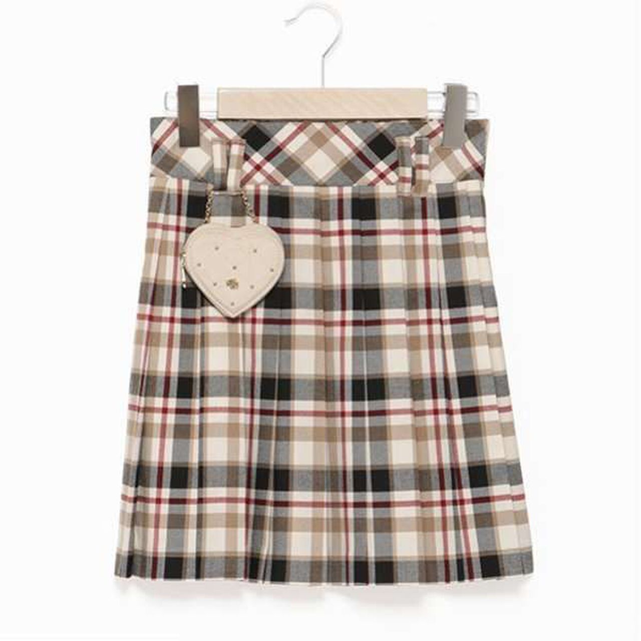 Heart Mini Bag Included Custom Check Pleated Skirt,Deep red, large image number 7