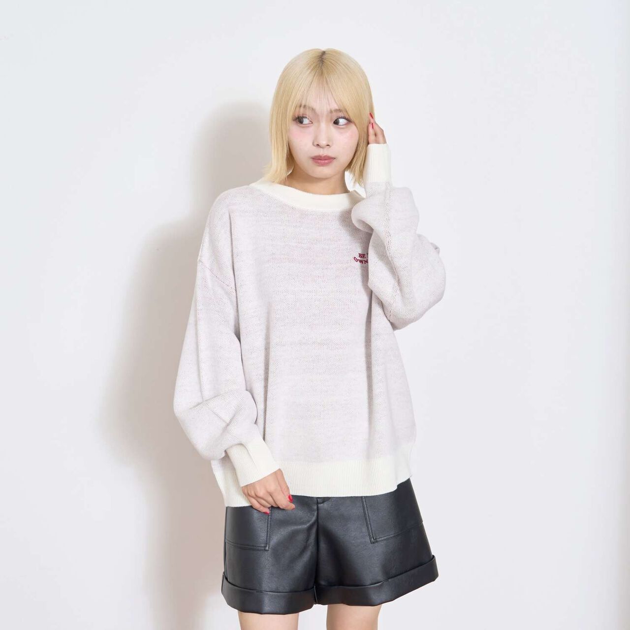 [LTXC] Faux Leather Shorts,Black, large image number 5