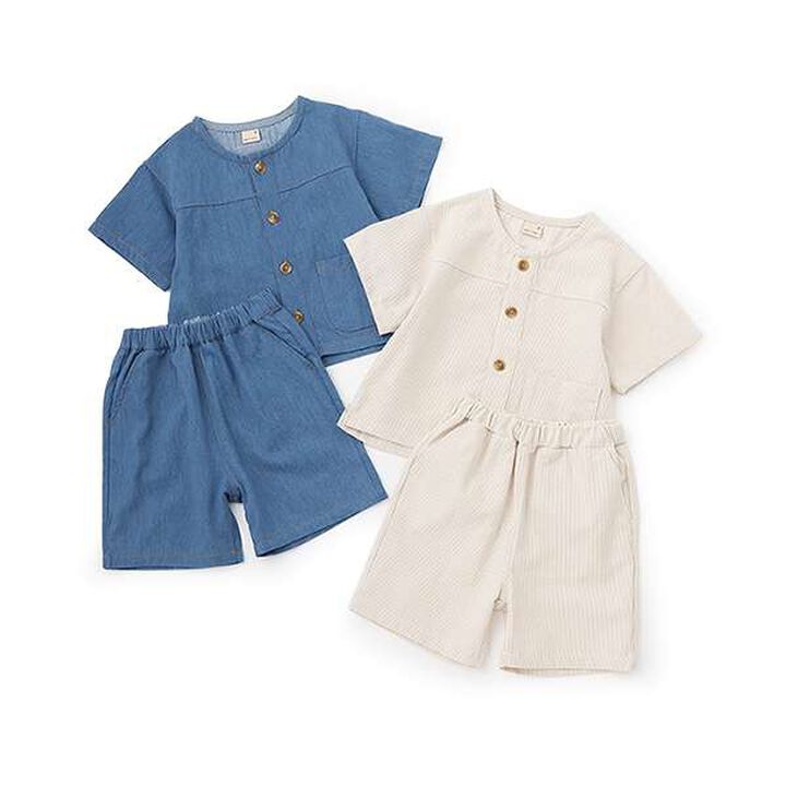 Woven Short-Sleeve Outfit Set,Striped, medium image number 8