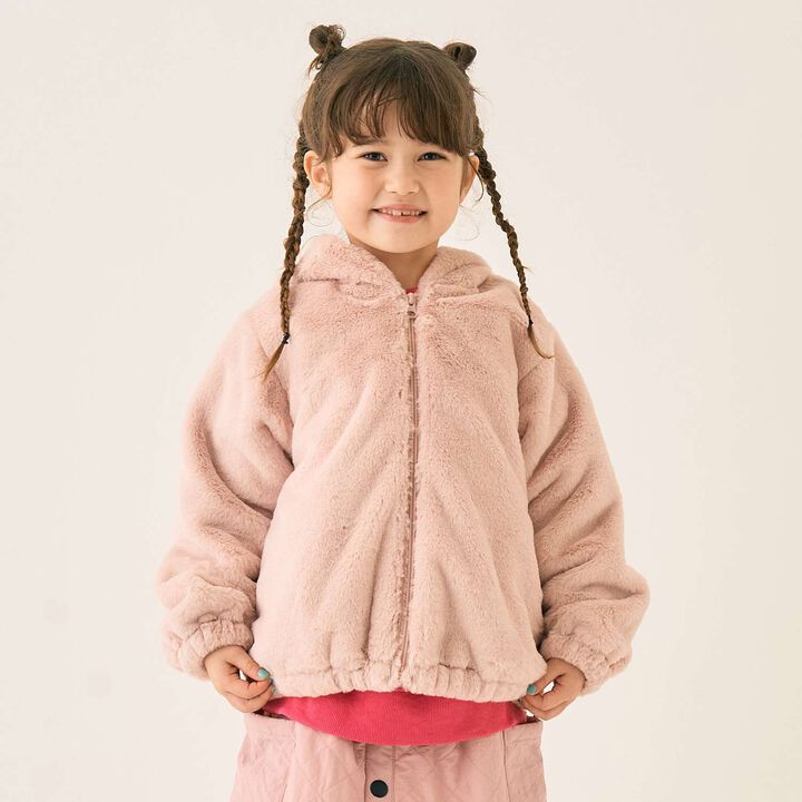 Faux Fur Bomber Jacket,Pink, medium image number 0