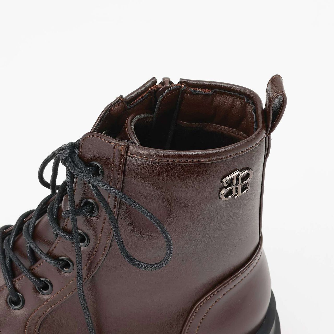 Lightweight Sole Thick-Soled Lace-Up Boots,Black, large image number 2