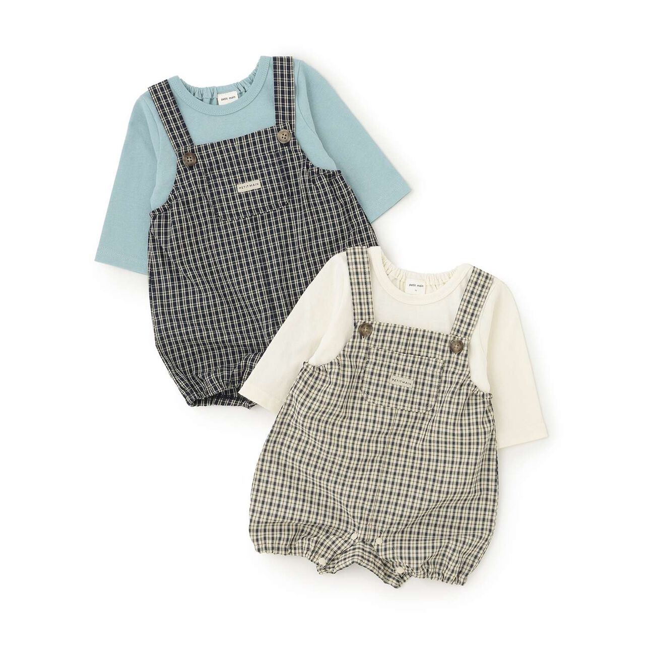 Checkered Overalls Set,Navy, large image number 14