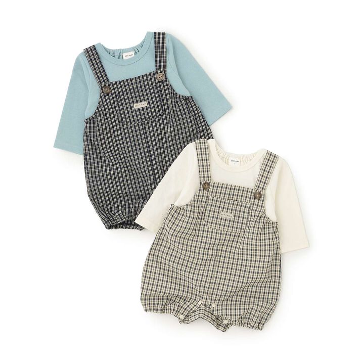 Checkered Overalls Set,Navy, medium image number 14