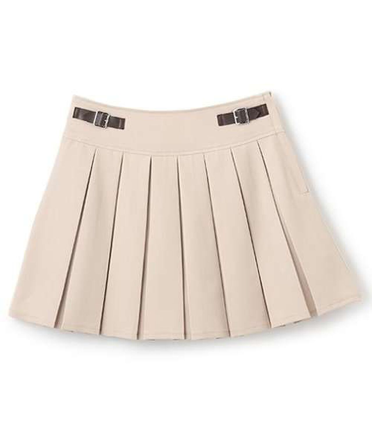 Quilted Belt Pleated Skirt,Light gray, large image number 18
