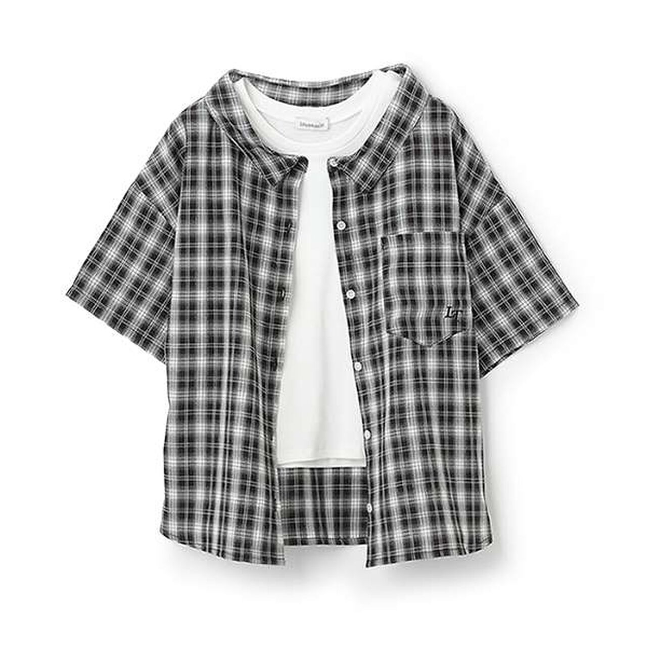 2 WAY Checkered Shirt Set,Black, large image number 17
