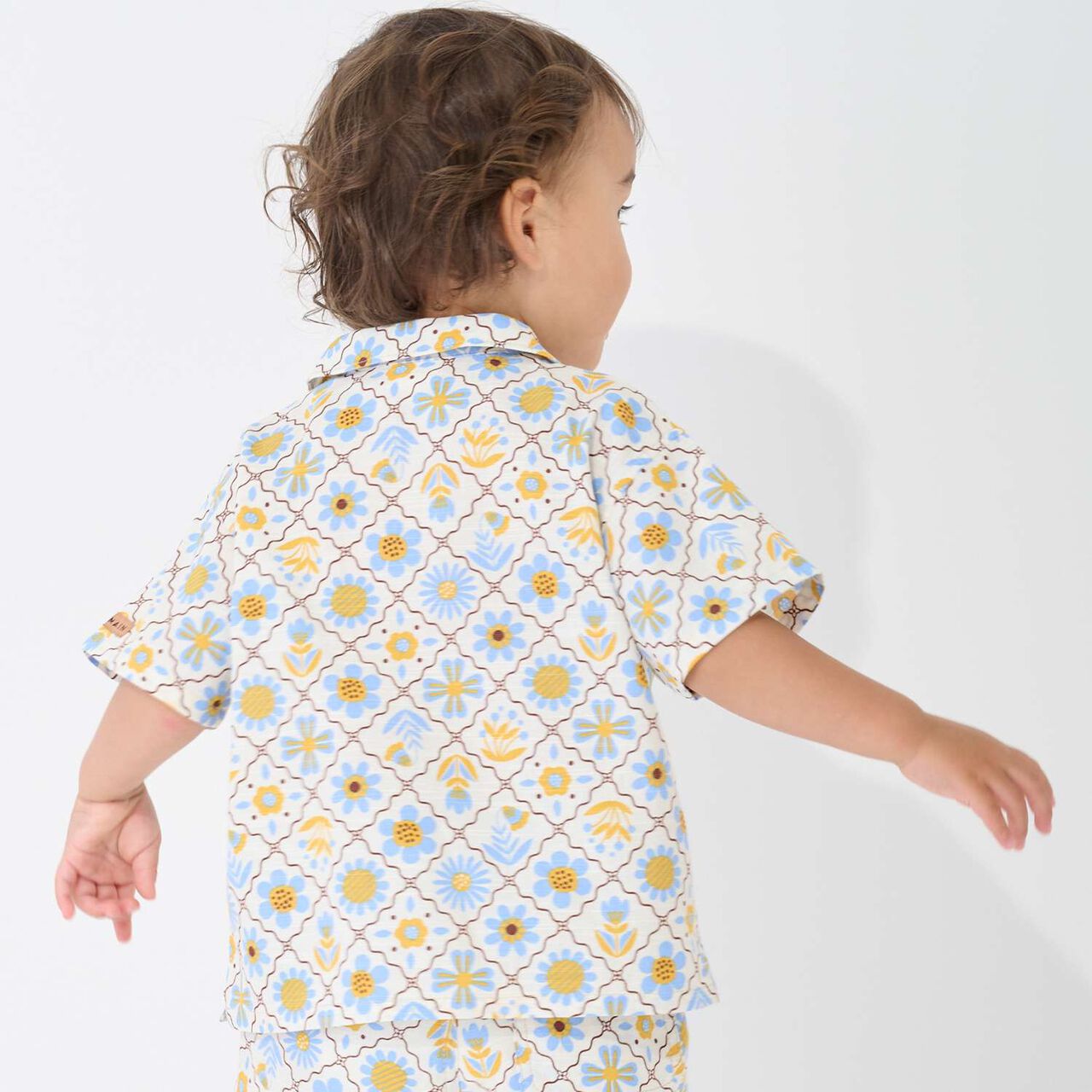 [Link] Cotton Rayon All-Over Pattern Open-Collar Shirt,Multi color, large image number 1