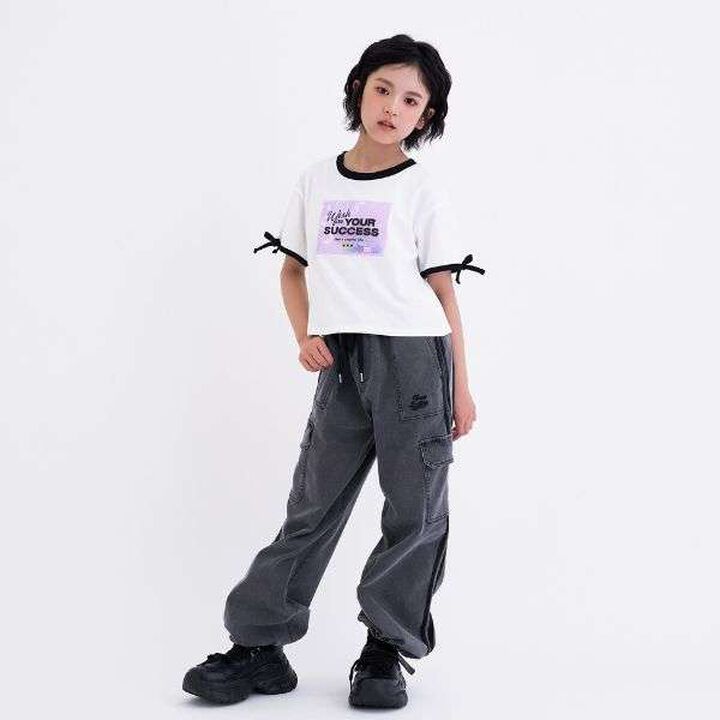 [Cool Touch] Lame Clear Patch Short-Sleeve Ribbon T-Shirt,Black, medium image number 5