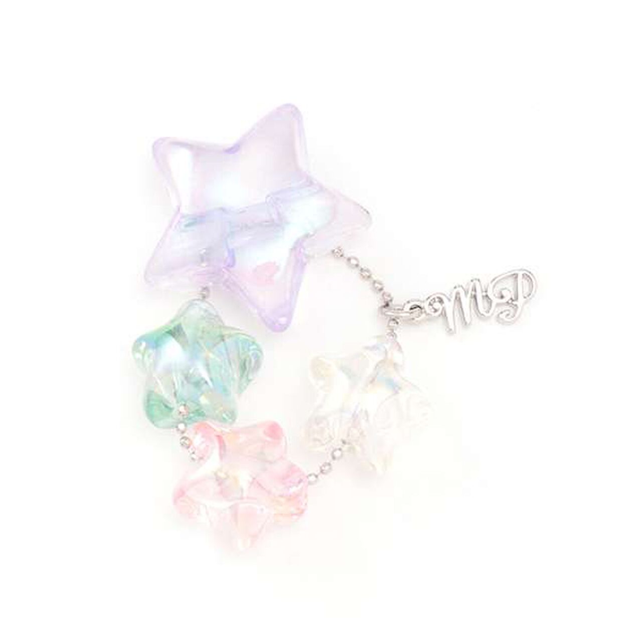 Star Bead Sheer Hair Scrunchie,White, large image number 2