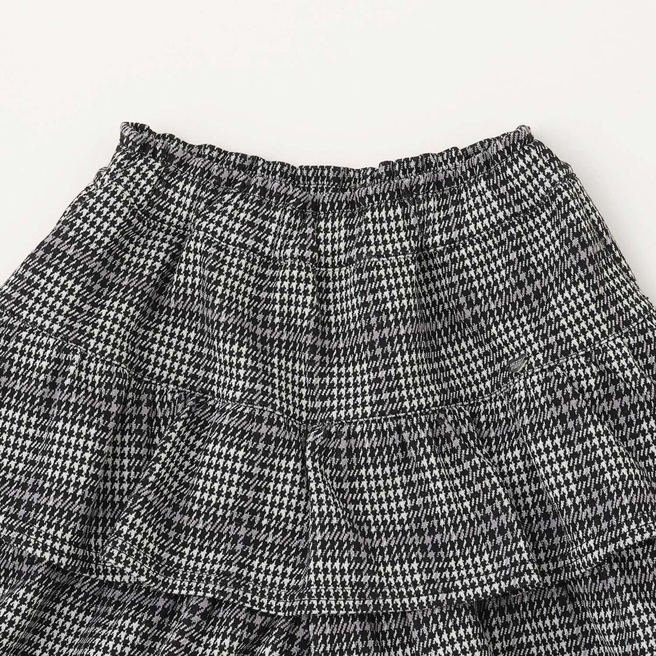 Checkered Jacquard Tiered Culotte Skirt,Black, large image number 2