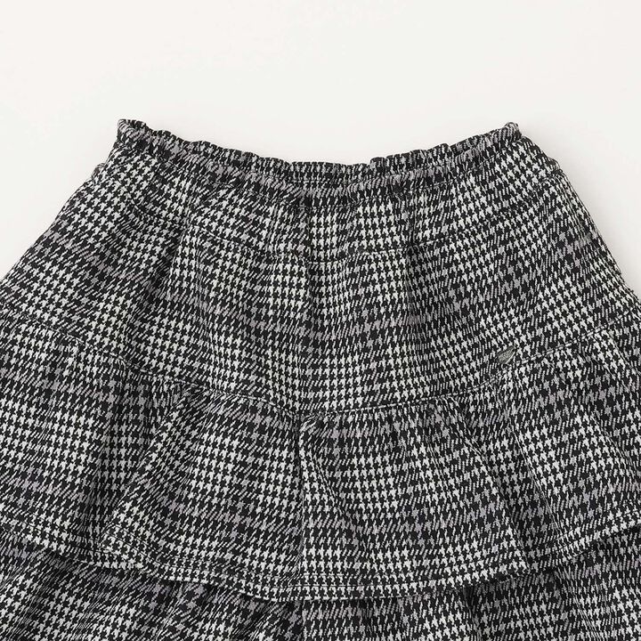 Checkered Jacquard Tiered Culotte Skirt,Black, medium image number 2